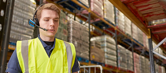 voice recognition technology in action at warehouse